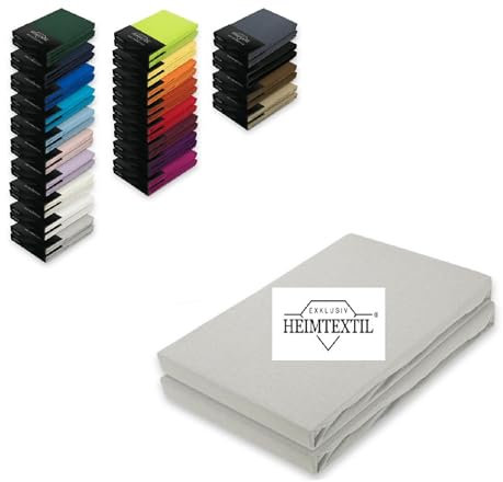 EXKLUSIV HEIMTEXTIL Doppelpack Marke Jersey Spannbettlaken 180-200 x 200 cm Silber