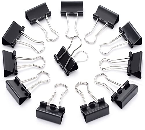 95 Pcs Bulldog Clips, 19mm Small Binder Clips, Black Metal Foldback Clips, Paper Clamps Binder, Paper Clips Clamp for Office, Home, School