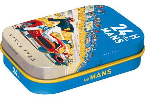 Nostalgic-Art Retro Pillendose, 4 x 6 x 1,6 cm, 24h Le Mans – Racing Poster Blue – Geschenk-Idee für Motor-Fans, Original Lizenzprodukt (OLP), mit Pfefferminz-Dragees, Vintage Design