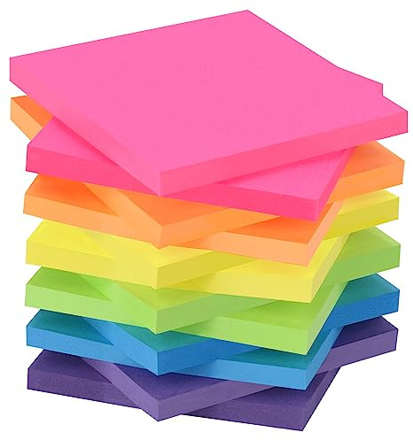 ZCZN Notas Adhesivas, Pack de 12 Bloc de notas, 76 x 76 mm Notas Autoadhesivas, 60 Hojas por Bloc, 6 Colores