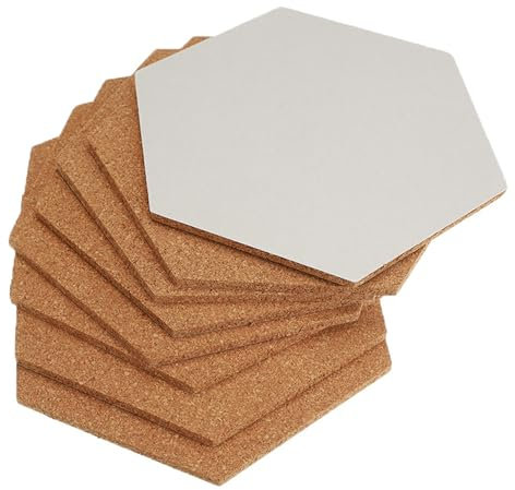 10 stück Sechseckige Korkplatte, Pinnwand Kork Sechseckige, Korkwand Memotafeln, Korkwand Pinnwand, Cork Bulletin Board mit 70 Stück bunten Pushpins für die Foto Notizen Bilder Büro