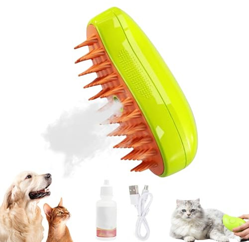 Hundebürste Katzenbürste, Haustier Bürsten mit Reinigungslösung und Spray, Tierhaarentferner für Langhaar und Kurzhaar,Tierhaarentfernungskamm,Massage Bürste,Sauberes Haustierhaar Von Bürste (Grün)