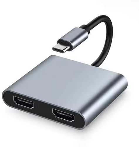 Pipestation USB-C to Dual HDMI Adapter | 100W PD USB Type-C to Dual Monitor HDMI Adapter | 4K UHD Ultra High Definition HDMI Splitter Multi-Connector for Double Displays | USB-C Hub Monitors Adaptor