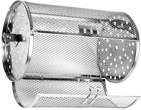 Parliky Panier à Grillades Rotatif Cage pour Rôtisserie Panier à Frites Et Grillades Support De Barbecue avec Porte pour Cacahuètes Et Noix