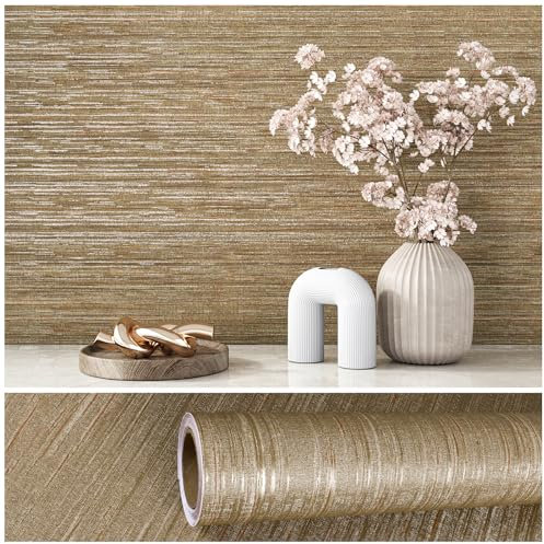 VEELIKE Papel Pintado Dorado Vintage 40 cm × 900 cm Papel Pintado Tela de Hierba Oro Papel Pared Oro Papel Tapiz Texturizado Papel de Pared Decorativo Salon Papel Pintado Pared Baño Impermeable