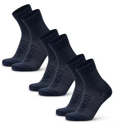 DANISH ENDURANCE Leichte Merinowolle Wandersocken, Arbeitssocken, Atmungsaktiv, Herren & Damen, 3 & 5 Paar, Marineblau, 35-38