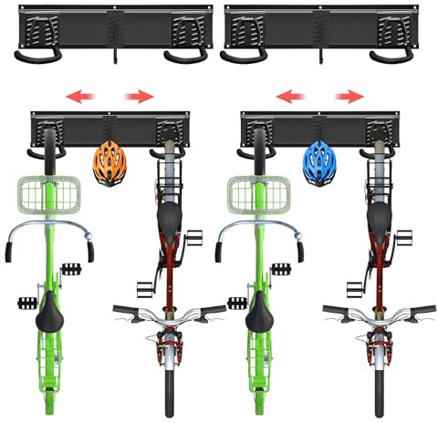 Mimoke Support mural pour vélo avec crochet pour casque – Solution peu encombrante et stable pour les garages et appartements – Montage facile – Rangement parfait pour votre vélo et accessoires (pour