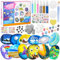 12 Stück Steine Bemalen Set für Kinder, Nachtleuchtendes Steine Bemalen Set, Bastelset für Kinder mit 12 Farbfarben, Aufkleber und Glitzerkleber, Spielzeug für Mädchen Jungen 3 4 5 6 7 8 9 10+ Jahre
