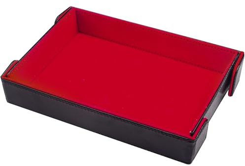 SIQUK Rettangolo Tavola per Dadi Vassoio per Dadi Magnetico PU e Velluto Tavola Dadi Pieghevole Dice Tray per DND RPG, Rosso