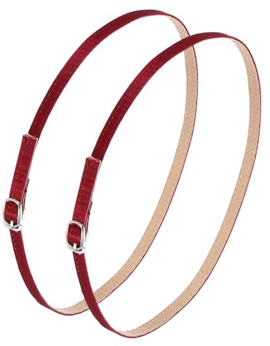 sourcing map 1 par de correas de tobillo de repuesto para tacones, correas desmontables de piel sintética, color rojo vino, Seda rojo vino, 0.8cm