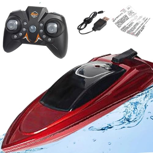 Lainiaoly Bateaux Télécommandé, 2.4 GHz Mini RC Bateaux Télécommandés Electronique, Rapide Aquatique, Bateau Radiocommandés Jouet Racing Piscines Baignoires, Alarme De Batterie Faible