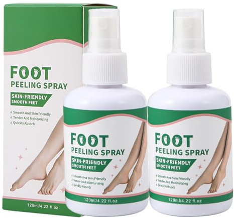 Fot scrub spray, omedelbar fotskrubb – avlägsnar död hud, exfolierat/hydrerar grova fötter, 120 ml dagligen, resor, fitness, mot torra hälsprickor, ger slät hud (2 st)