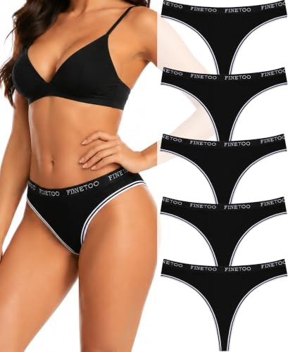 FINETOO 5-pack string tanga dam bomull set bikini sexiga underkläder för dam kalsonger dam bomull andas stringtrosa flerpack S–XL