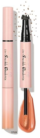 2 i 1 rouge & fräknar pennor, 6 oregelbundna punkter för naturligt utseende, vattentät & 24 timmars grepp, rouge & fräknar penslar för dag- och festivaler naturlig makeup (CP02)