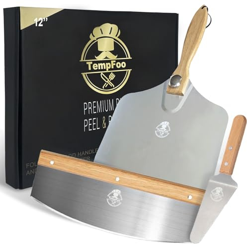 Pizzaschieber Edelstahl Zubehör, Pizzaschaufel Mit Zwölf Zoll Einklappbarem Holzgriff, Pizzaschneider Dreiteiliges Set Für Brot, Bäcker and Backen Pizza Spachtel Gadgets