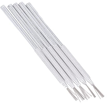 Dioche 5 Delar Cl5 PCS Nålverktygssats för Lera - Silvervitt Aluminiumhandtag för Skulptering, Texturering och Modellering - Perfekt för Keramik, Polymerlera och Fina Detaljer