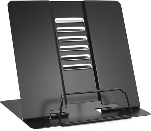 Adjustable Foldable Book Holder, Multi-Function Book Stands for Reading | Cookbook Stands for Kitchen, Portable Metal Books Display Stand for Books Mobile Phone Easel Music Stand (Black)