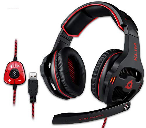 KLIM Mantis - Casque Gamer avec Micro - Nouveauté 2023 - USB Casque Micro PS4, PS5, PC, Nintendo Switch, Mac + Casque Gaming 7.1 Surround avec Réduction de Bruit Passive + Casque PS5