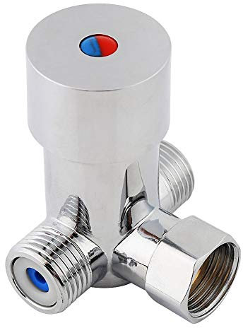 Válvula de mezcla termostática, G1/2 mezclador termostático válvula de mezcla agua caliente fría latón y cobre para ducha control del termostato control de la temperatura