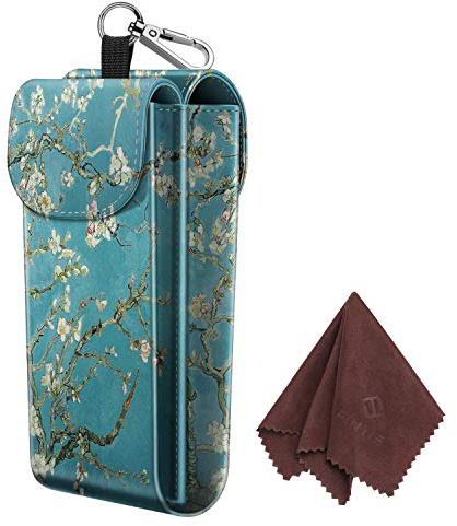 FINTIE Funda Doble de Gafas con Mosquetón - Cubierta Portátil de Cuero Sintético Antirrayas para Gafas de Sol - Flores