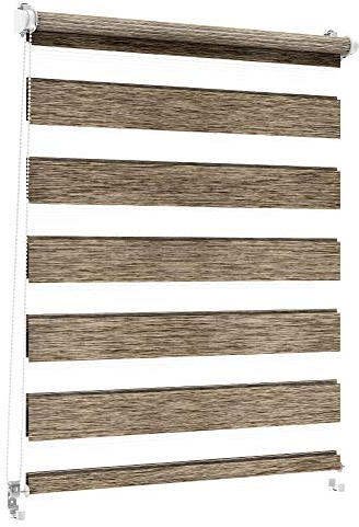 Sonnenschutz-HH - Doppelrollo Klemmfix ohne bohren Duo-Rollo Kettenzugrollo Seitenzugrollo AUSSENMAß Breite 50 x 150 cm Höhe - Leinen-Struktur braun