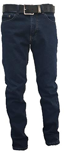 Jeans Uomo 5 Tasche Invernale Imbottito in Pile Caldo Foderato Elastico 46-60 Termico Chiaro a Vita Alta Denim (IT, Numero, 48, Regular, Regular, Scuro)