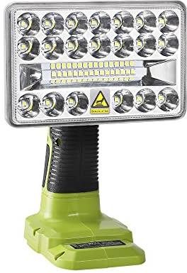 Hipoke 18V Cordless LED Work Light Torch, Handheld 2000LM Spotlight Floodlight, Portable Jobsite Lamp Compatible with Ryobi ONE+ 14.4V-18V Lithium-ion Ni-Cd Ni-Mh Battery P107 P108(No Battery)