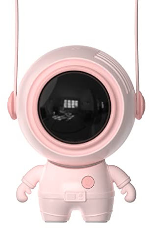 Bärbar USB hängande halsfläkt mini bladlös handfläkt med snodd, tyst turbofläkt, astronaut, bordsfläkt, 360° justerbart luftutlopp, för kontor, utomhus, resor, rosa