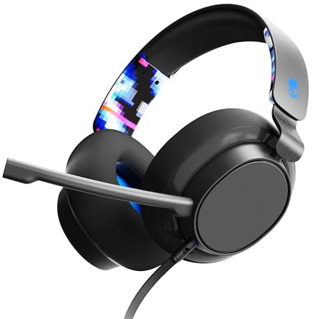 Skullcandy SLYR Multi-Platform Wired Gaming Headset, Removable Mic, Durable and Comfortable Lightweight Design, Ultra-Soft Memory Foam Ear Cushions, PC, Xbox, PlayStation - Blue Digi-Hype