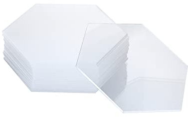 QWORK® Pack of 16 Hexagon Acrylic Plates, Transparent, 2 mm Thick, for Weddings, Parties, Place Cards, Event Decoration (10 x 11.5 cm)