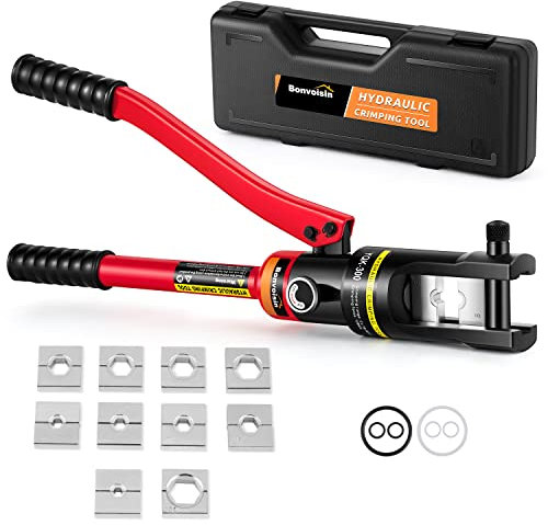 Bonvoisin Crimpatrice Idraulica 16T, 11 Dies da 16-300 m㎡ in Acciaio, Pinza per Rame e Alluminio Terminali Elettrici, con Manuale Italiano