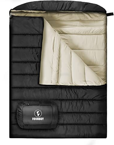 FORINBUY Doppelschlafsack für Erwachsene, 0 Grad, für 2 Personen, kaltes Wetter, Queen-Size-Schlafsack für Camping, Wohnmobil-Reisen oder Familie im Freien
