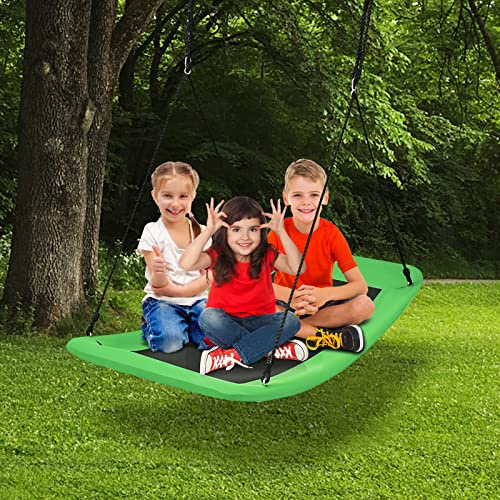 RELAX4LIFE Altalena a Nido Ovale da Giardino, Corde Regolabili, Sedia Sospesa Multiuso per Bambini e Adulti, Carico 120/150/300 kg (150x80x180cm,150kg, Verde)