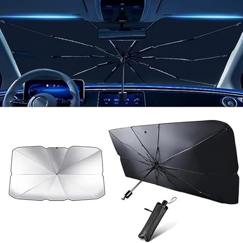 MMHGFIR Auto Sonnenschutz Frontscheibe, für Ford Transit Custom 2016-360° Rotations Faltbarer Auto Windschutzscheibe Sonnenschirm Regenschirm,UV- und Hitzeschutz Sonnenblende,80 * 140CM