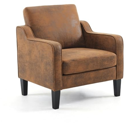 VINGLI Accent Chair for Living Room Chairs Rustic Reading Chair for Bedroom Scooped Arm Chair Mid Century Modern Accent Chairs Upholstered Comfy Chair for Apartment, Waiting Room