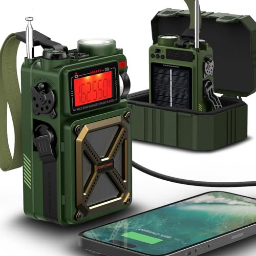 FosPower Emergency Weather Radio (Model D9) 14800mWh Power Bank, NOAA/AM/FM/Shortwave, Bluetooth 5.4, USB/Solar/Hand Crank Charging, Flash Light, SOS Alarm, IPX3 Rating for Indoor/Outdoor Emergencies