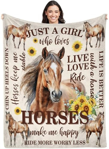 Horse Blanket for Girls Womens,Ultra Soft Flannel Horse Throw Blanket 50 * 60in
