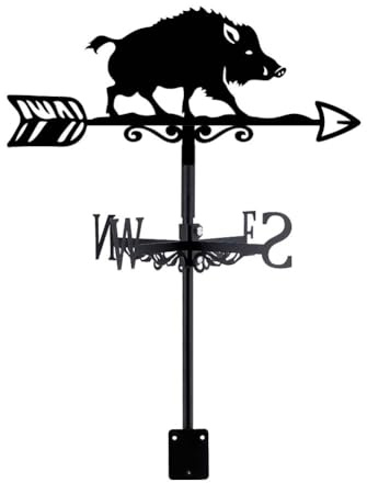 SUPERDANT Wild Boar Iron Weather Vane Pig Metal Weathervane Animal Black Weathercock Wind Vanes Garden Art Decor Roof Wind Direction for Yard Outdoor Farm Barn Sheds Patio Decoration