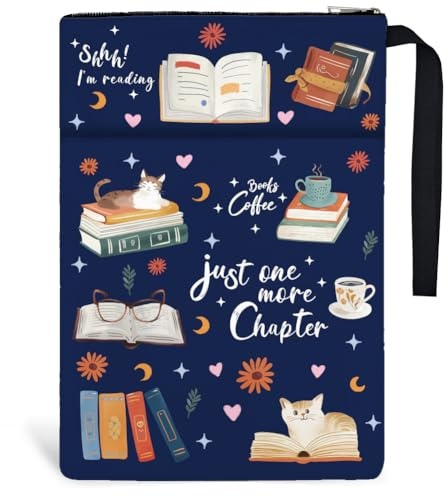 Hobbspring 1 funda para libros 34 x 24 cm, funda protectora con cremallera y bolsillo frontal, regalos para estudiantes, profesores y amantes del libro