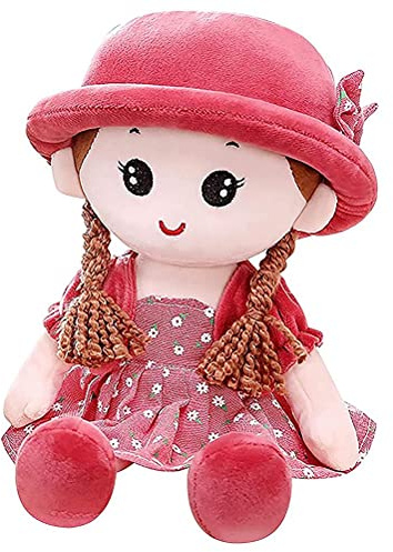 UPALDHOU Poupée de Chiffon pour bébé Fille, Jouet en Peluche Douce, Poupée Princesse Mignonne, Jouet de Poupée de Chiffon, Décoration de Chambre d'enfant (Red)