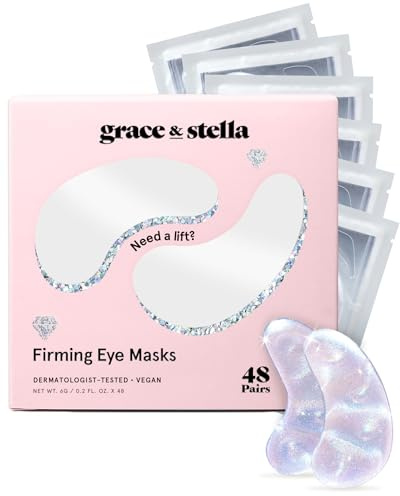 grace & stella Peptide Under Eye Patches with Niacinamide & Rice Extract - Firming Eye Masks for Dark Circles and Puffiness - Gel Mask for Firmer-Looking Skin - Vegan, Cruelty-Free (White, 48 Pairs)