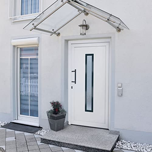 Gecheer Porta Ingresso Bianca 108x200 cm in PVC,Porta d'ingresso,Porta Esterna in PVC Porta in PVC per Negozio, Balcone, casa,Portoncino Ingresso Esterno,P3157077