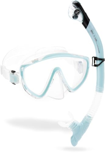 Cressi Tino & Scilla Mask & Snorkel Kits, Clear/Ice Cyan