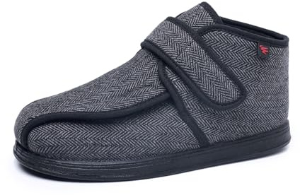 Calde Pantofole Uomo Donna Invernali da Casa Imbottite per Diabetici Extra Large Scarpe Diabetiche Piedi Gonfi Collo Alto Ciabatte (Grigio, L, Adulto, 41, Numero, Sistema Taglie Calzature EU, X-Larga)
