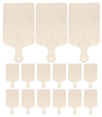 IWOWHERO Mini Taglieri in Legno Grezzo con Manico 15 Pezzi 30x16 Cm per Artigianato Fai da Te, Palette da Portata per Salumi e Formaggi, Decorazioni Cucina e Regali Personalizzabili