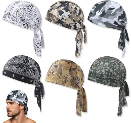 YinnFeen 6 Pièces Bandana de Cyclisme, Multicolore Bonnet de Vélo pour Homme et Femme, Bonnet sous Casque Respirant Bandana Élastique pour Vélo Course Voyage Fitness
