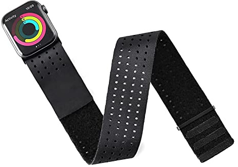 Tefeca Black Mesh Lycra Breathable Sport Loop Armband/Ankle Band Compatible with Apple Watch Ultra/Ultra2 49mm, Series 10 46mm, Series 9/8/7 45mm,SE2/SE/6/5/4 44mm(M/L for 49mm/46mm/45mm/44mm)