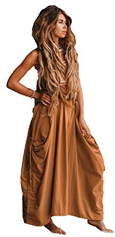 Thaluta Women's Maxi Boho Skirt with Pockets Bohemian Organic Cotton Hippie Gypsy (Copper)