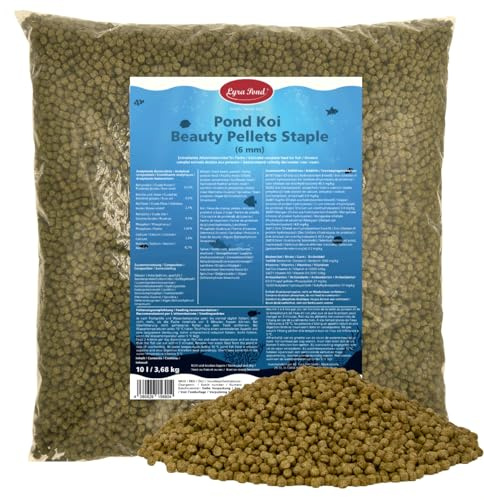 Lyra Pond® 10 L (3,68 kg) Koi Beauty Pellets Staple pour Poissons de Bassin | Intensifie les couleurs des poissons | Riche en protéines, farine d’insectes & spiruline | Faible énergie