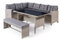 Wohnando Eckbank 7 Personen, Lounge Gartenmöbel Set Terassenmöbel mit Tisch und Bank, Gartenlounge in Rattan mit Polster grau Henry